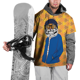 Накидка на куртку 3D с принтом Стильный Тигр в очках  фурри в Кировске, 100% полиэстер |  | Тематика изображения на принте: furry | low poly | tiger | восточный тигр | год тигра | кошка | лоу поли | тигр | тигренок | фурри