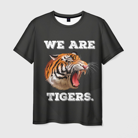Мужская футболка 3D с принтом Тигр. We are tigers , 100% полиэфир | прямой крой, круглый вырез горловины, длина до линии бедер | tiger | восточный тигр | год тигра | кошка | тигр | тигренок | хищник