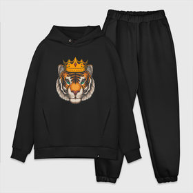 Мужской костюм хлопок OVERSIZE с принтом Тигр в короне Tiger in the crown в Белгороде,  |  | furry | low poly | tiger | восточный тигр | год тигра | кошка | лоу поли | тигр | тигренок | фурри | хищник