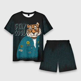 Мужской костюм с шортами 3D с принтом Крутой фурри тигр в Кировске,  |  | furry | tiger | восточный тигр | год тигра | кошка | тигр | тигренок | фурри | хищник