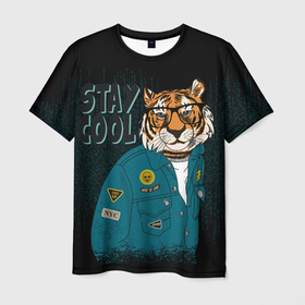 Мужская футболка 3D с принтом Крутой фурри тигр в Курске, 100% полиэфир | прямой крой, круглый вырез горловины, длина до линии бедер | furry | tiger | восточный тигр | год тигра | кошка | тигр | тигренок | фурри | хищник