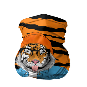 Бандана-труба 3D с принтом Тигр фурри на стиле в Санкт-Петербурге, 100% полиэстер, ткань с особыми свойствами — Activecool | плотность 150‒180 г/м2; хорошо тянется, но сохраняет форму | Тематика изображения на принте: furry | tiger | восточный тигр | год тигра | кошка | лоу поли | тигр | тигренок | хищник