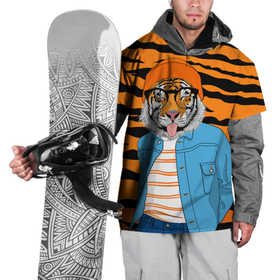 Накидка на куртку 3D с принтом Тигр фурри на стиле в Екатеринбурге, 100% полиэстер |  | Тематика изображения на принте: furry | tiger | восточный тигр | год тигра | кошка | лоу поли | тигр | тигренок | хищник