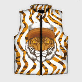 Мужской жилет утепленный 3D с принтом Тигр в кепке в Курске,  |  | furry | tiger | восточный тигр | год тигра | кошка | тигр | тигренок | фурри | хищник