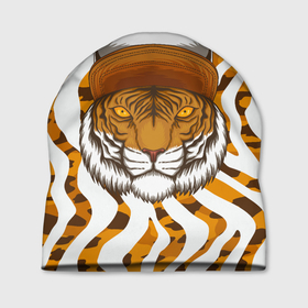 Шапка 3D с принтом Тигр в кепке в Тюмени, 100% полиэстер | универсальный размер, печать по всей поверхности изделия | furry | tiger | восточный тигр | год тигра | кошка | тигр | тигренок | фурри | хищник