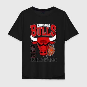 Мужская футболка хлопок Oversize с принтом Chicago Bulls NBA. в Курске, 100% хлопок | свободный крой, круглый ворот, “спинка” длиннее передней части | basketball | bulls | champion | chicago | nba | red | sport | usa | булз | быки | джордан | красный | логотип | нба | спорт | сша | чемпион | чикаго