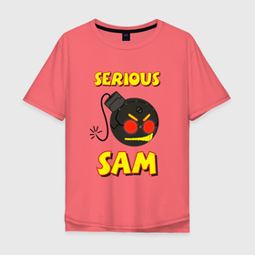 Мужская футболка хлопок Oversize с принтом Serious Sam Bomb Logo в Петрозаводске, 100% хлопок | свободный крой, круглый ворот, “спинка” длиннее передней части | bomb | serious sam | бомба | динамит | крутой сэм | сем | сериос сем | сериос сэм | сириус сэм | сэм