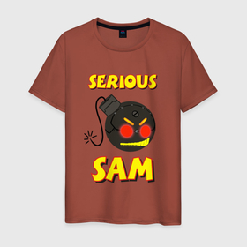 Мужская футболка хлопок с принтом Serious Sam Bomb Logo в Белгороде, 100% хлопок | прямой крой, круглый вырез горловины, длина до линии бедер, слегка спущенное плечо. | bomb | serious sam | бомба | динамит | крутой сэм | сем | сериос сем | сериос сэм | сириус сэм | сэм