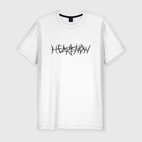 Мужская футболка хлопок Slim с принтом Хертсноу в Тюмени, 92% хлопок, 8% лайкра | приталенный силуэт, круглый вырез ворота, длина до линии бедра, короткий рукав | heartsnow | hip hop | rap | rep | исполнители | исполнитель | музыка | реп