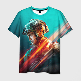 Мужская футболка 3D с принтом БФ6 (Battlefield2042) в Петрозаводске, 100% полиэфир | прямой крой, круглый вырез горловины, длина до линии бедер | battlefield | battlefield2042 | electronic arts | бф | игры
