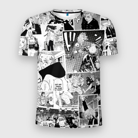 Мужская футболка 3D Slim с принтом Токийские мстители манга в Санкт-Петербурге, 100% полиэстер с улучшенными характеристиками | приталенный силуэт, круглая горловина, широкие плечи, сужается к линии бедра | tokyo gang | tokyo revengers | аниме | банда | вальхала | дракен | майки | манга | токийские мстители | тосва