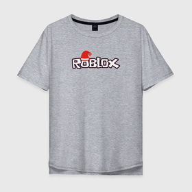 Мужская футболка хлопок Oversize с принтом logo RobloX в Санкт-Петербурге, 100% хлопок | свободный крой, круглый ворот, “спинка” длиннее передней части | игра | контур | логотип | надпись | шапка