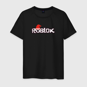 Мужская футболка хлопок с принтом logo RobloX , 100% хлопок | прямой крой, круглый вырез горловины, длина до линии бедер, слегка спущенное плечо. | игра | контур | логотип | надпись | шапка