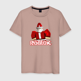 Мужская футболка хлопок с принтом Санта Robloх в Санкт-Петербурге, 100% хлопок | прямой крой, круглый вырез горловины, длина до линии бедер, слегка спущенное плечо. | игра | логотип | надпись | персонаж | санта