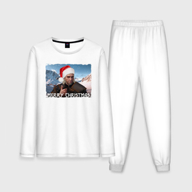 Мужская пижама хлопок (с лонгсливом) с принтом Ведьмак merry christmas в Курске,  |  | горы | мужчина | охотник | персонаж | шапка