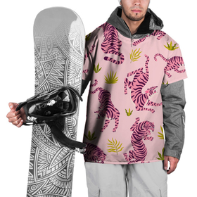 Накидка на куртку 3D с принтом Розовые тигры паттерн в Курске, 100% полиэстер |  | Тематика изображения на принте: tiger | восточный тигр | год тигра | кошка | паттерн | тигр | тигренок | хищник
