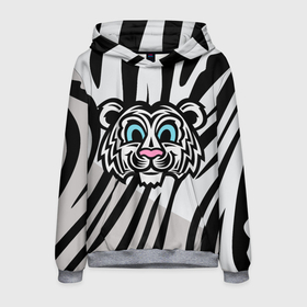 Мужская толстовка 3D с принтом Забавный Белый тигр в Курске, 100% полиэстер | двухслойный капюшон со шнурком для регулировки, мягкие манжеты на рукавах и по низу толстовки, спереди карман-кенгуру с мягким внутренним слоем. | tiger | белый тигр | восточный тигр | год тигра | кошка | тигр | тигренок | хищник