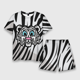 Мужской костюм с шортами 3D с принтом Забавный Белый тигр в Кировске,  |  | tiger | белый тигр | восточный тигр | год тигра | кошка | тигр | тигренок | хищник