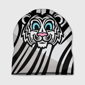 Шапка 3D с принтом Забавный Белый тигр в Петрозаводске, 100% полиэстер | универсальный размер, печать по всей поверхности изделия | tiger | белый тигр | восточный тигр | год тигра | кошка | тигр | тигренок | хищник