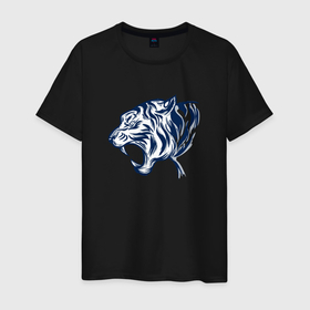 Мужская футболка хлопок с принтом Голова тигра татуировка в Курске, 100% хлопок | прямой крой, круглый вырез горловины, длина до линии бедер, слегка спущенное плечо. | tiger | восточный тигр | год тигра | кошка | тату | татуировка | тигр | тигренок | хищник
