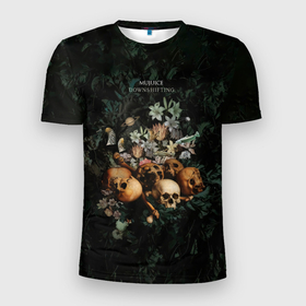 Мужская футболка 3D Slim с принтом Дауншифтинг в Новосибирске, 100% полиэстер с улучшенными характеристиками | приталенный силуэт, круглая горловина, широкие плечи, сужается к линии бедра | alternative | metall | mujuice | music | rock | альтернатива | металл | миджус | мижус | музыка | рок