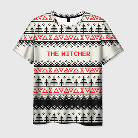 Мужская футболка 3D с принтом Свитер The Witcher. в Белгороде, 100% полиэфир | прямой крой, круглый вырез горловины, длина до линии бедер | елки | надпись | орнамент | полосы | узор