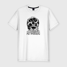 Мужская футболка хлопок Slim с принтом Psychedelic   Monster в Новосибирске, 92% хлопок, 8% лайкра | приталенный силуэт, круглый вырез ворота, длина до линии бедра, короткий рукав | глаза | зомби | монстр | психоделика | скелет | страшный | трип | череп