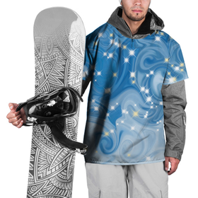 Накидка на куртку 3D с принтом Голубая метелица в Екатеринбурге, 100% полиэстер |  | blizzard | snow | winter | абстракция | белый | блестки | блестящий | времена года | зима | зимний | метелица | метель | мороз | новогодний | новый год | погода | праздничный | пурга | синий | снег | снежинки