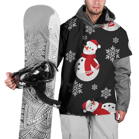 Накидка на куртку 3D с принтом Снеговик в Тюмени, 100% полиэстер |  | merry christmas | веселого рождества | рождество | снеговики | снежинки | шарфик