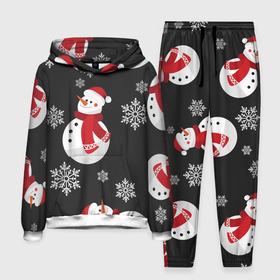 Мужской костюм 3D (с толстовкой) с принтом Снеговик ,  |  | merry christmas | веселого рождества | рождество | снеговики | снежинки | шарфик