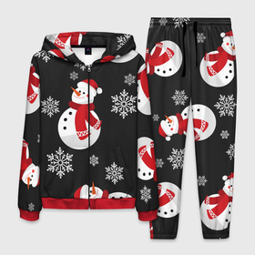 Мужской костюм 3D с принтом Снеговик , 100% полиэстер | Манжеты и пояс оформлены тканевой резинкой, двухслойный капюшон со шнурком для регулировки, карманы спереди | merry christmas | веселого рождества | рождество | снеговики | снежинки | шарфик
