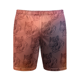 Мужские шорты спортивные с принтом Тигровый паттерн ,  |  | 2022 | новый год | оранжевый | паттерн | рисунок | тигр | тигры