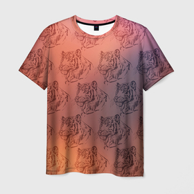 Мужская футболка 3D с принтом Тигровый паттерн в Екатеринбурге, 100% полиэфир | прямой крой, круглый вырез горловины, длина до линии бедер | 2022 | новый год | оранжевый | паттерн | рисунок | тигр | тигры