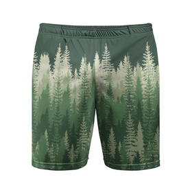 Мужские шорты спортивные с принтом Елки палки, хвойный лес ,  |  | Тематика изображения на принте: деревья | елки | лес | природа | хвойные