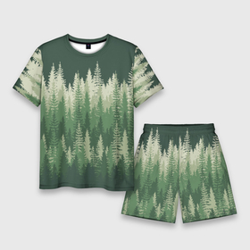Мужской костюм с шортами 3D с принтом Елки палки, хвойный лес ,  |  | деревья | елки | лес | природа | хвойные