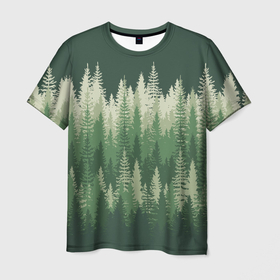 Мужская футболка 3D с принтом Елки палки, хвойный лес , 100% полиэфир | прямой крой, круглый вырез горловины, длина до линии бедер | деревья | елки | лес | природа | хвойные