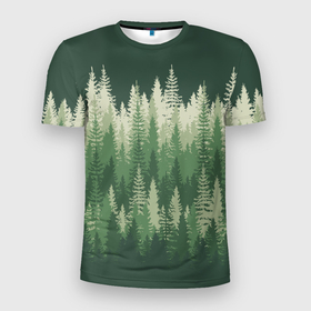 Мужская футболка 3D Slim с принтом Елки палки, хвойный лес в Курске, 100% полиэстер с улучшенными характеристиками | приталенный силуэт, круглая горловина, широкие плечи, сужается к линии бедра | деревья | елки | лес | природа | хвойные
