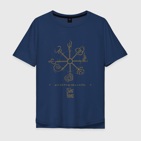 Мужская футболка хлопок Oversize с принтом Бестиарий Лавкрафта   Старшие Боги в Тюмени, 100% хлопок | свободный крой, круглый ворот, “спинка” длиннее передней части | beastiary | lovecraft | бестиарий | лавкрафт | руны | символы | узор