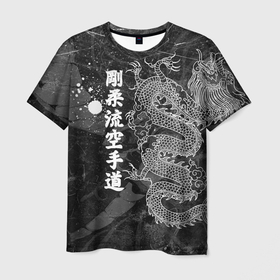 Мужская футболка 3D с принтом Токийский Дракон (Иероглифы) Dragon Japan в Петрозаводске, 100% полиэфир | прямой крой, круглый вырез горловины, длина до линии бедер | beast | dragon | fire | grunge | горелый | дракон | животные | зверь | змей | иероглифы | когти | огонь | пепел | пламя | потертости | узор | чб | японский