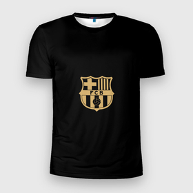 Мужская футболка 3D Slim с принтом Golden Barca в Тюмени, 100% полиэстер с улучшенными характеристиками | приталенный силуэт, круглая горловина, широкие плечи, сужается к линии бедра | barcelona | blaugrana | барселона | испания | ла лига | лига чемпионов | сине гранатовые | футбол