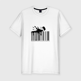 Мужская футболка хлопок Slim с принтом Баркод в Екатеринбурге, 92% хлопок, 8% лайкра | приталенный силуэт, круглый вырез ворота, длина до линии бедра, короткий рукав | баркод | йифры | ковид | коронавирус | краски