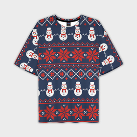 Мужская футболка OVERSIZE 3D с принтом Christmas Background в Тюмени,  |  | background | christmas | holiday | knitted pattern | new year | pattern | snowman | вязаный узор | новый год | праздник | рождество | снеговик | узор | фон