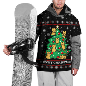 Накидка на куртку 3D с принтом MEOWY CHRISTMAS | 2022 в Новосибирске, 100% полиэстер |  | Тематика изображения на принте: 2020 | 2021 | 2022 | christmas | meow | meowy christmas | merry | кот | леденец | мяу | нг | новогодний | новый год | олени | рождество | свитер | узоры