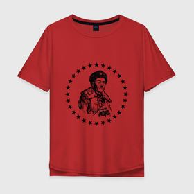 Мужская футболка хлопок Oversize с принтом Панфилов в Тюмени, 100% хлопок | свободный крой, круглый ворот, “спинка” длиннее передней части | 28 панфиловцев | вов | воин | волоколамск | генерал | герой | дубосеково | москва | панфилов | солдат | ссср