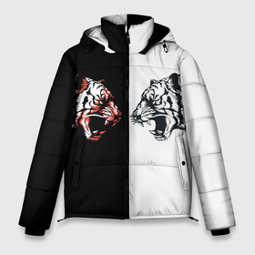 Мужская зимняя куртка 3D с принтом Два тигра напротив друг друга в Тюмени, верх — 100% полиэстер; подкладка — 100% полиэстер; утеплитель — 100% полиэстер | длина ниже бедра, свободный силуэт Оверсайз. Есть воротник-стойка, отстегивающийся капюшон и ветрозащитная планка. 

Боковые карманы с листочкой на кнопках и внутренний карман на молнии. | Тематика изображения на принте: tiger | восточный тигр | год тигра | кошка | тигр | тигренок | хищник