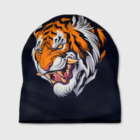 Шапка 3D с принтом Саблезубый тигр (голова) в Тюмени, 100% полиэстер | универсальный размер, печать по всей поверхности изделия | tiger | восточный тигр | год тигра | голова | кошка | саблезубый | тигр | тигренок | хищник