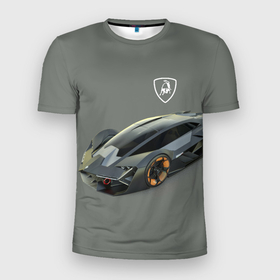 Мужская футболка 3D Slim с принтом Lamborghini concept 2020 в Курске, 100% полиэстер с улучшенными характеристиками | приталенный силуэт, круглая горловина, широкие плечи, сужается к линии бедра | Тематика изображения на принте: car | concept | italy | lamborghini | motorsport | power | автомобиль | автоспорт | италия | ламборгини | мощь