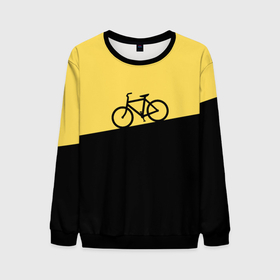 Мужской свитшот 3D с принтом Бегущий за велосипедом в Белгороде, 100% полиэстер с мягким внутренним слоем | круглый вырез горловины, мягкая резинка на манжетах и поясе, свободная посадка по фигуре | бег | бегущий | велосипед | велоспорт | гора | желтый | персонаж | цвета | человек | черный