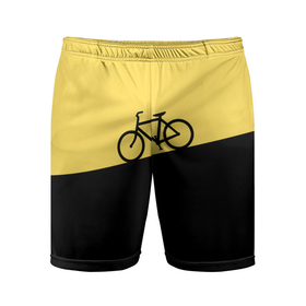 Мужские шорты спортивные с принтом Бегущий за велосипедом в Курске,  |  | бег | бегущий | велосипед | велоспорт | гора | желтый | персонаж | цвета | человек | черный