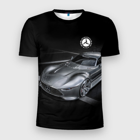 Мужская футболка 3D Slim с принтом Mercedes Benz motorsport black в Тюмени, 100% полиэстер с улучшенными характеристиками | приталенный силуэт, круглая горловина, широкие плечи, сужается к линии бедра | car | germany | mercedes benz | motorsport | power | prestige | автомобиль | автоспорт | германия | мерседес | мощь | престиж